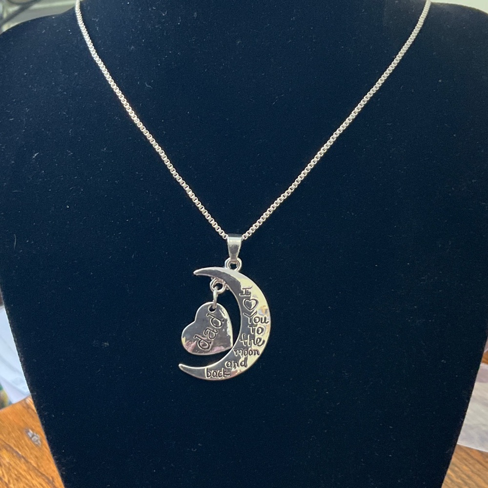 3 for $30 item - Silver Tone Chain with Moon and Heart Pendant